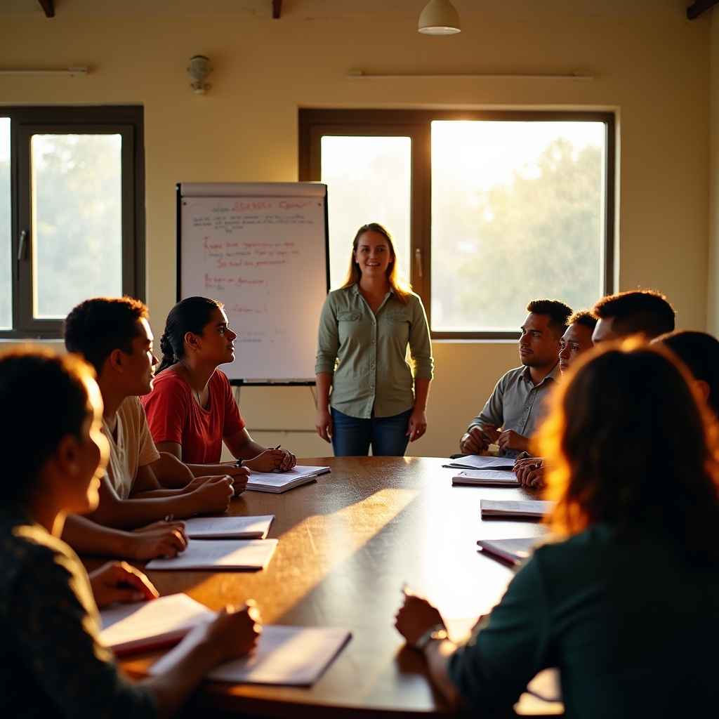 Paraguayan families participating in a savings planning workshop